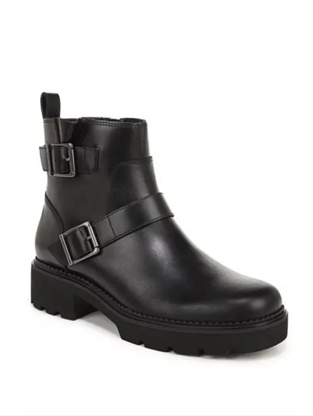Vionic Folsom Ankle Booties Black Women's Leather Buckle Ankle Boots 8 New